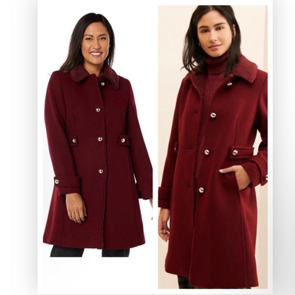 NWT Kate Spade Sherpa Trimmed Wool Coat New with tags $699